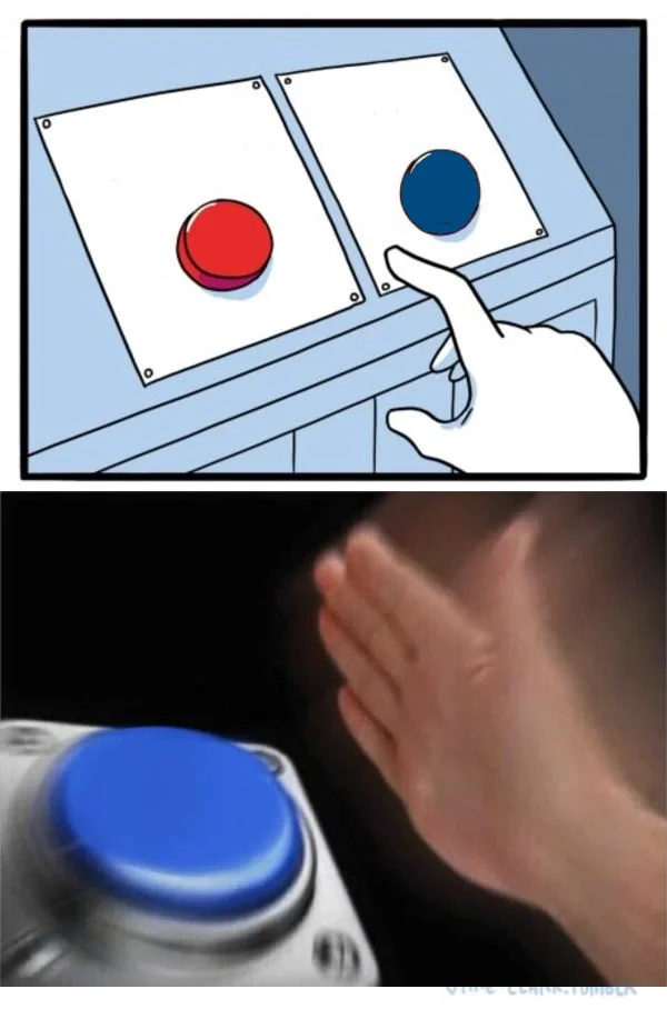 Two buttons 1 blue