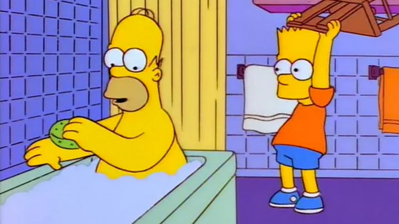 Bart hitting homer with a chair