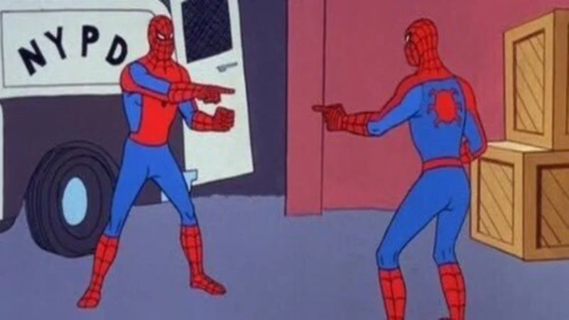 Spiderman pointing at spiderman