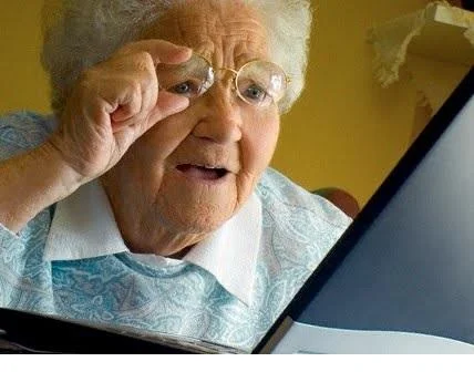 Old lady at computer
