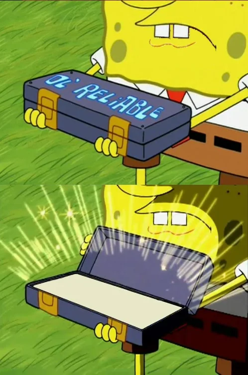 Spongebob opening a box